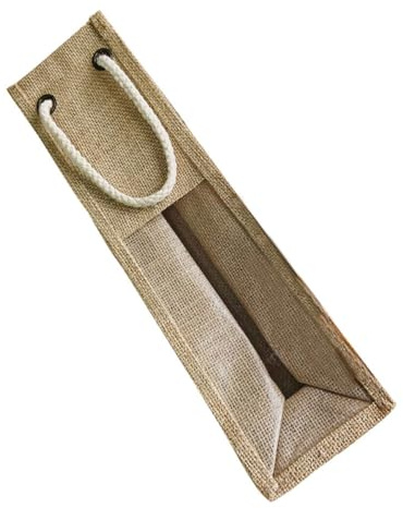 COHEALI Linen Wine Bottle Bag Portable Wine Bags with Window Design Heavy Duty Handle Workmanship for Party and Christmas