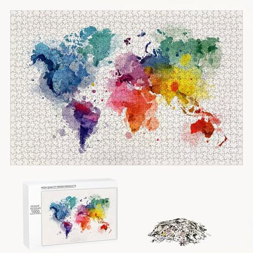 Puzzle 4000 Teile für Erwachsene - Farbe & Weltkarte - Klassisches Holzpuzzle mit Präzisionsschnitt & HD-Druck - 147 x 105 cm - Achtsamkeit & Wanddeko Geschenk - Nicht unter 14 Jahren P3#388