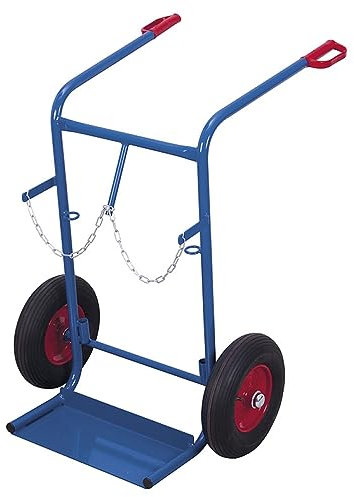 Cordes Stahlflaschenkarre, für 2 Stahlflaschen 40/50 l, BxTxH 840x870x1280 mm, Traglast 200 kg, Luftbereifung