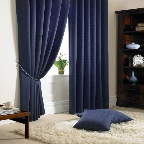 Ideal Textiles Madison Tape Top Pencil Pleat Lined Curtains Navy 90x108
