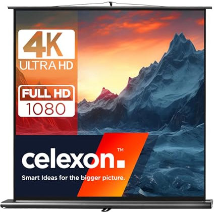 celexon Ecran de Projection sur trépied Ultramobile Pro pour écoles, présentations Professionnelles et Home Cinéma avec Tige télescopique - 180x180cm - Format 1:1 - Gain 1,0-100 Pouces