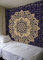 Madhu International King Size New Gestartet Blau Goldleidensc Ombre Mandala Teppich, Boho Mandala Teppich, Wandbehang, Gypsy Teppich, 90 x 108 Zoll