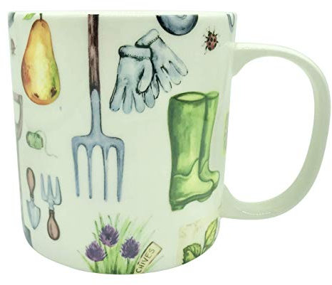 Large 1pt Bone China Mug in the Garden design