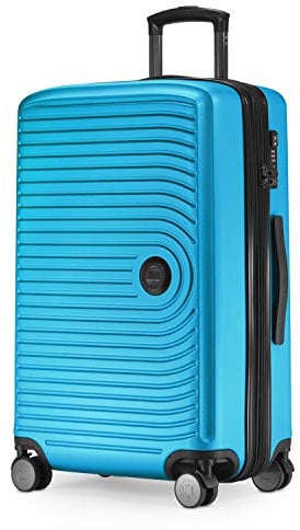 HAUPTSTADTKOFFER Mitte - Mittelgroßer Hartschalenkoffer, TSA, 4 Rollen, Check-In Gepäck mit 8 cm Volumenerweiterung, 68 cm, 88 L, Cyanblau