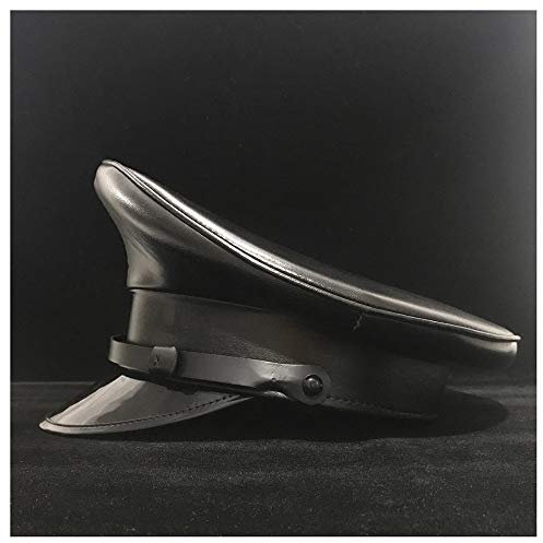 Unisex, Elegant, Filzhut 100% Leder Militär-Hut for Frauen Männer Deutschland Offizier Schirmmütze Armeehut Cortical Polizei Cap Fancy Dress up Cap Cosplay Halloween-Hut Größe M L XL Hochzeit Urlaub P