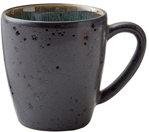 BITZ Becher, Kleiner Kaffeebecher aus Steingut, 19 cl, Schwarz/Grün