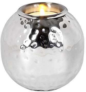 [DL] Teelichthalter Stahl gehämmert poliert rund H8