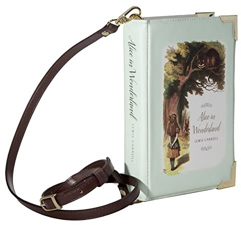 Well Read Co Crossbody Handtasche für Buchliebhaber - Alice im Wunderland Türkis, Veganes Leder, Groß