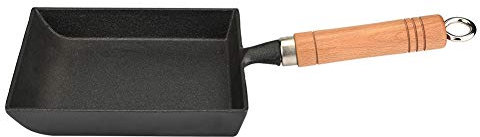 Tamagoyaki Japanese Omelette Pan/Egg Pan, Mini Frying Pan Iron Omelette Pot Tamagoyaki Wooden Handle Pan Works on Gas, Halogen, Ceramic & Induction Cooktops