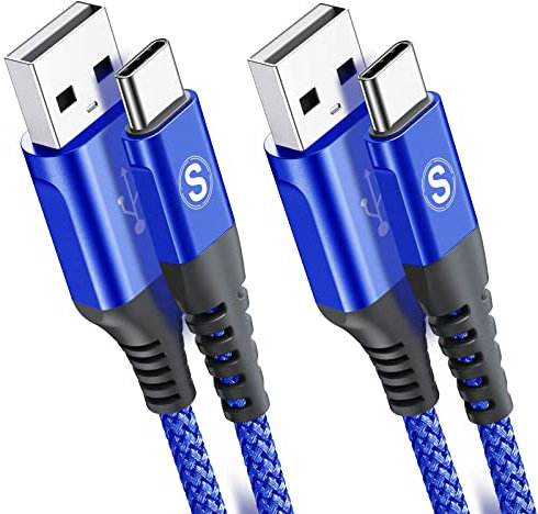 Cavo USB C 2 pezzi 1m, Cavo USB tipo C di ricarica in nylon tipo C, per Samsung Galaxy S10 S9 S8 Plus, Note10, Note9, M31, M20, A20e, A71, A51, A50, A40, A10e, A7, Mi9, Mi8,Redmi 8 Pro,LG.G7
