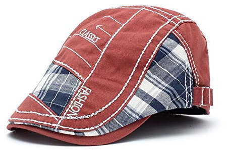 QICHEN Schiebermütze Unisex Mode Stickerei Flat Cap Ivy Schirmmützen Kappe (Rot)
