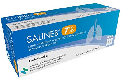 Salineb 7% Sterile Hypertonic Saline Solution 7% Sodium Chloride NaCl Vials for Inhalation 60 x 4ml Single-Dose Vials