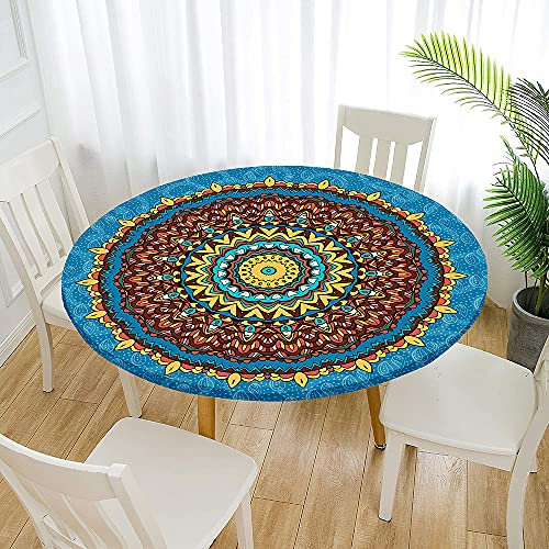FANSU Runde Tischdecke Garten Abwaschbar, 3D Motiv Serie Polyester Fleckschutz Tischdecken Größe wählbar für Gartentisch, Outdoor in Kiche, Haushalt & Wohnen (Blaues Böhmen,120cm)