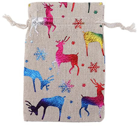 Weihnachtsbeutel, Weihnachtsbeutel, 24 STÜCKE Weihnachten Adventskalender Taschen Hängende Säcke Kordelzug Geschenkbeutel für Party Favor Supplies(Elch-Stil)
