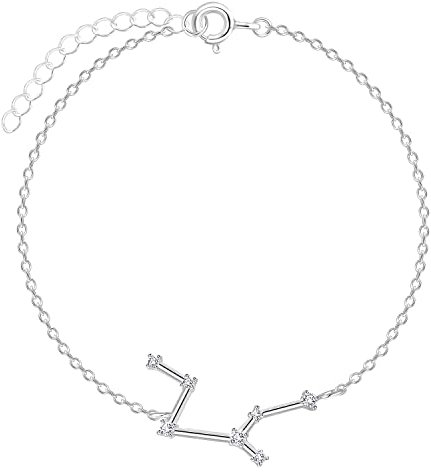 Löb Damen Armband 925 Silber Sternzeichen Jungfrau Stern Glitzer Zirkonia Stein Flach Schlicht Dünn Zart Schmal