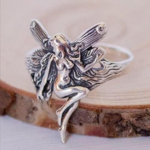 Wdhybwcx Ins Vintage Holy Angel Wings Ring Gothic Steampunk Fairy Angel Ringe für Frauen Mädchen Jubiläum Modeschmuck Geschenk-6