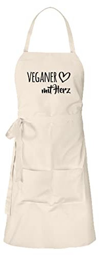 huuraa Schürze Veganer mit Herz Vorbinder Grillschürze Natur mit Motiv für die tollsten Menschen Geschenk Idee für Freunde und Familie