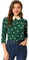 Allegra K Damen Halloween 3/4 Ärmel Blusenkragen Oberteil Polka Dots Weihnachts Elegante Top Bluse DunkelGrün M