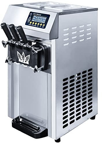 Máquina Comercial De Helado Suave, Máquina Profesional De Helado Fangoso De 1200 W con Pantalla LED, Máquina Comercial De Helado De 5 GAL/h con Dos Tolvas De 3 L