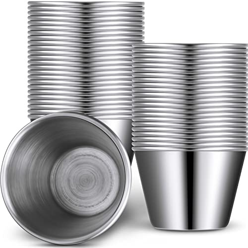 Potchen 48 Pack 2.5 oz Metal Ramekins Sauce Cups Bulk
