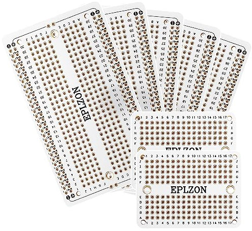 EPLZON Prototype Board Lötbares Breadboard Doppelseitig Leiterplatte PCB Circuit Board zum Schweißen von Arduino, DIY elektronische Artikel(5 Stück + 2 Stück,Weiß)