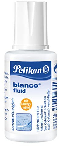 Pelikan Korrekturfluid blanco flüssig, 20 ml, mit Lösungsmitel, 10 Flaschen im Papp-Display