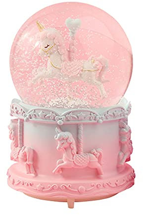 Schneekugel Musik Spieluhr Karussell Kristallkugel Mit Schneeflocken und Bunten Lichtern, Innovative Traumkugel Glitzerkugel Büro Hause Deko Glaskugel Geschenk Für Familien, Freunde, Kinder
