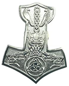 Thor's Hammer Mjolnir Viking Norse Silver Metal Pin Badge Brooch
