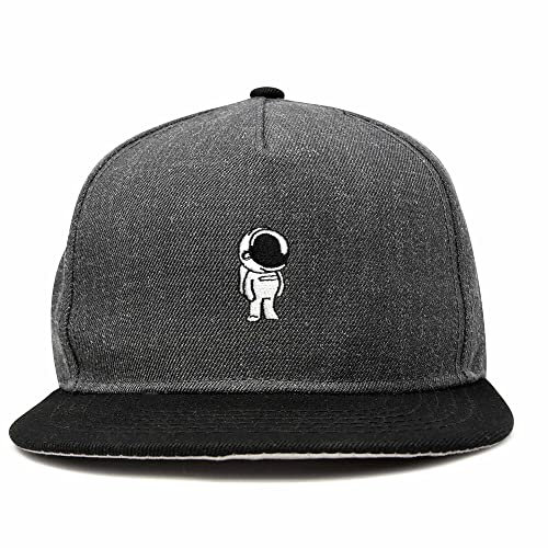 DALIX Astronaut Spaceman Bestickter Snapback Flache Rechnung Hut, Schwarz, Dunkelgrau.