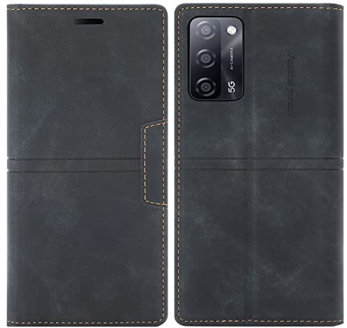 OKZone Cover per Oppo A74 4G / F19, Custodia Flip Pelle Portafoglio Magnetica Libro con Slot Schede, Slim Silicone TPU Bumper Wallet Supporto Case, Antiurto Cover per Oppo A74 4G / F19 (Nero)