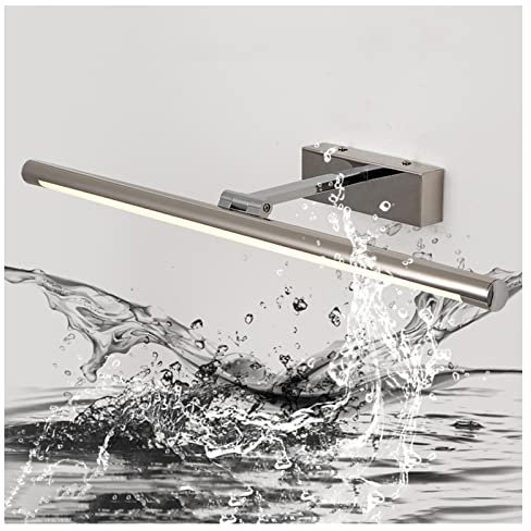 Applique Murale Salle Bains, Simple Moderne en Acier Inoxydable Acrylique LED Style Européen Salle Bains Toilette Commode Imperméable Brouillard Baignoire 43/58cm Miroir Armoire Lampe LED Miroir Lumi