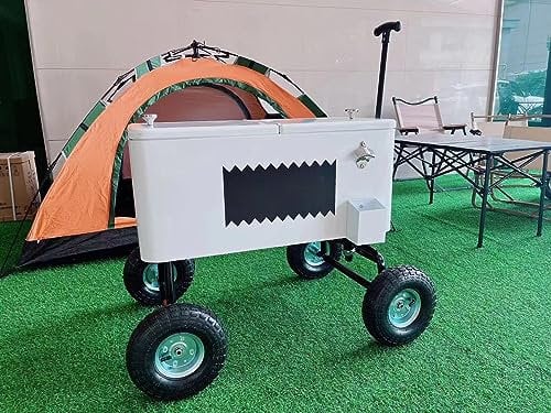 PRUJOY Carro Enfriador de Bebidas de 75 litros, Carrito Enfriador portátil con Ruedas para Patio, abridor de Botellas y Tubo de Drenaje, Carrito para congelador de Hielo para Barra de Bebidas