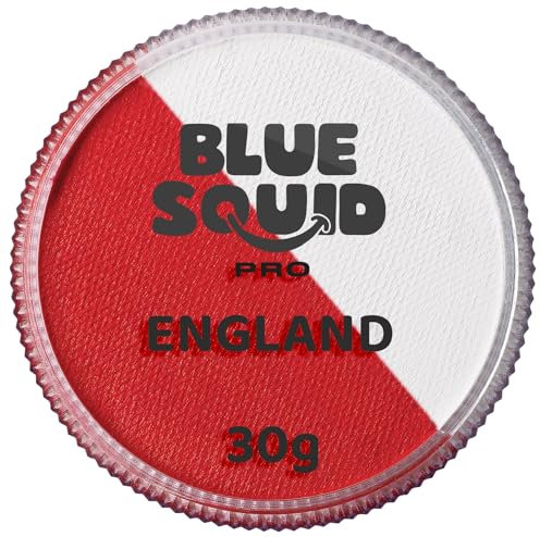 Blue Squid PRO Schminke Face Paint und Bodypaint - Klassisch Rot & Weiß, Team England (30g), Face und Bodypaint Farbe für Erwachsene, Kinder, Fasching und SFX