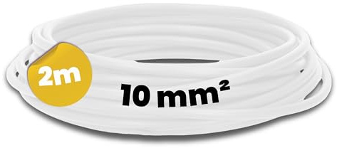 Kalitec 2m H07V-K 10 mm² weiß Aderleitung - Flexible Litze Verdrahtung | Feindrähtige Einzelleitung für Schaltschrank und Zählerschrank - PVC Einzelader nach HAR Norm - Kupferlitze