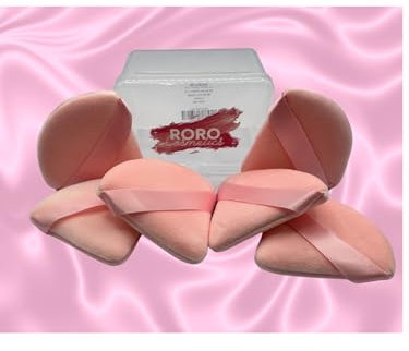 RoRo Cosmetics - Powder Puff 6 Pack & Storage Box (Pink)