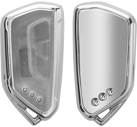 kwmobile Accessoire Clé de Voiture Compatible avec VW Golf 8 5 Boutons Seat Leon MK4 Tarraco Atec - Coque de Protection en Silicone - Argent Haute Brillance
