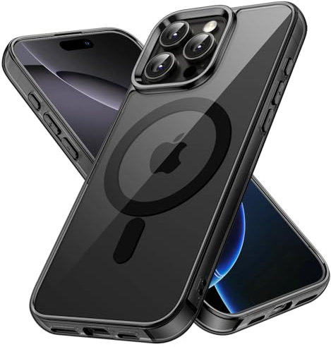 JETech Magnetic Case for iPhone 16 Pro 6.3-Inch Compatible with MagSafe, Shockproof Phone Bumper Cover, Anti-Scratch Clear Back (Black)