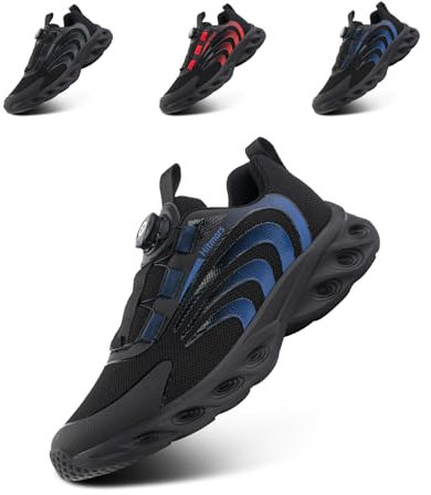 Hitmars Trainers Men Slip on Running Shoes Gym Shoes for Man Training Walking Sports Sneakers Breathable Lightweight Tennis Blue Size 7.5