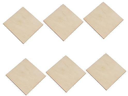 Tofficu 24 Stück Quadratische Holzspäne Blanko Quadratische Spanplatte DIY Holzscheiben Quadratische Holzscheiben Holzscheiben Leere Holzscheiben Quadratische