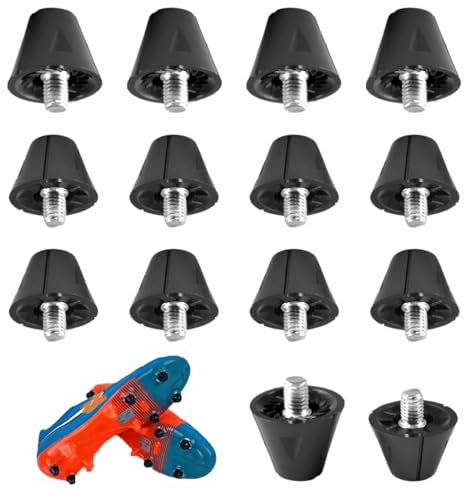 12pcs Rugby Studs Football Boots Replacement - Sturdy Metal & Rubber Studs for Football Shoes, 2 Sizes (Men, Boys, Kids), Black, 5mm, 13mm & 16mm Screws