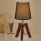Dreamholder Wood Bedside Table Lamp, Tripod Desk Lamp with On-Off Switch, Nightstand Lamp with Fabric Shade for Reading, Bedroom, Living Room, Office, Walnut Base with Black Shade