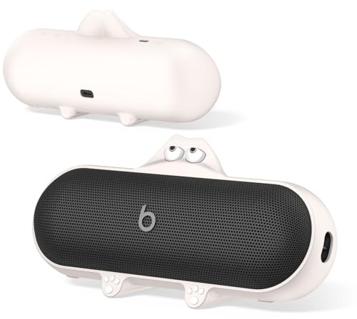 Silicone Kawaii Cute Case for Beats Pill Wireless Bluetooth Speaker, Anti-Scratch Protective Sleeve Compatible With Beats (Off-White)