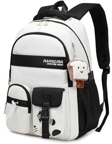 Amythe Schulrucksack Mädchen - Rucksack Teenager Wasserdicht & Leichte - Stilvolle Lässiger Daypack,Nylon Schulranzen Mädchen 3. - 9. klasse mit Großer Kapazität,Schwarz