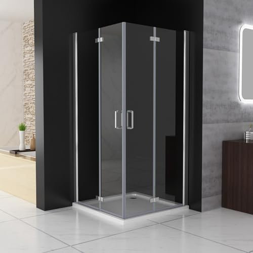 MIQU Duschkabine Eckeinstieg 80x80 cm Falttür Duschwand mit Doppel Faltbar Duschtür, 6mm NANO ESG Glas, Drehfalttür komplett Dusche Duschabtrennung Höhe 195cm, ohne Duschtasse DF80