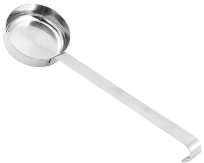 JIHUOO Cuillère à sauce à pizza plate en acier inoxydable - Louche à sauce à pizza - Cuillère à portion de nourriture - Louche à long manche - Louche de service de cuisine avec crochets pour mélanger