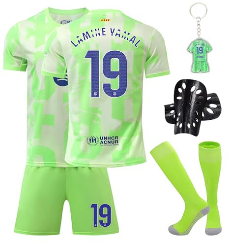 Pardofelis Trikot Fussball Jungen, Fußball Trikot Kinder Football Trainingsshirt Jersey, Fussball Trikot mit T-Shirt Shorts Socken und Schienbeinschoner Set (Grün, 24)