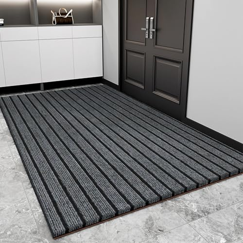 YSPZDQ Fußmatte Schmutzfangmatte Fußmatte Outdoor Fussmatten Türmatte Außen - Saugfähig rutschfest Schmutzfangend Weich für Innen- und Außenbereich(Gray,100 x 140cm)