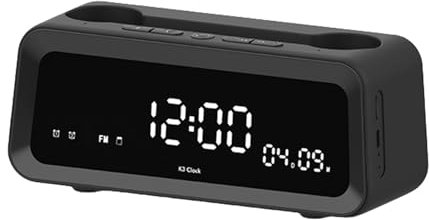 Oldmoom Haut-Parleur avec Réveil Intégré,Enceinte Connectée avec Affichage de la Température | Lecteur Musical Multifonction pour Chambre, Salon et Bureau