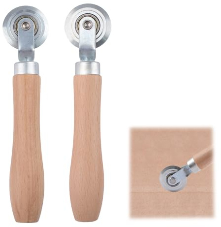 HICOHAND Thin Cardboard Scoring Tool, 2pcs Box Resizer Tool with Wooden Handle for Card Making Corrugated Paper Metal Sheets Leather Craft