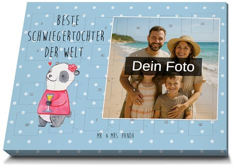 Mr. & Mrs. Panda Personalisierter Schoko Foto Adventskalender Panda Beste Schwiegertochter der Welt Mit Füllung von 'Classic' - Geschenk, Frau, Angeheiratet, Tochter, Dankeschön, Geschenkidee